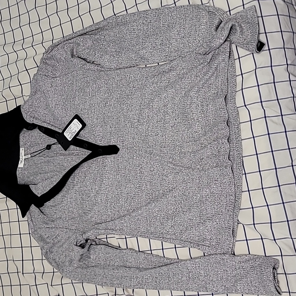 Rag & Bone Heather Grey The Knit Colorblock LS POLO Large Brand New